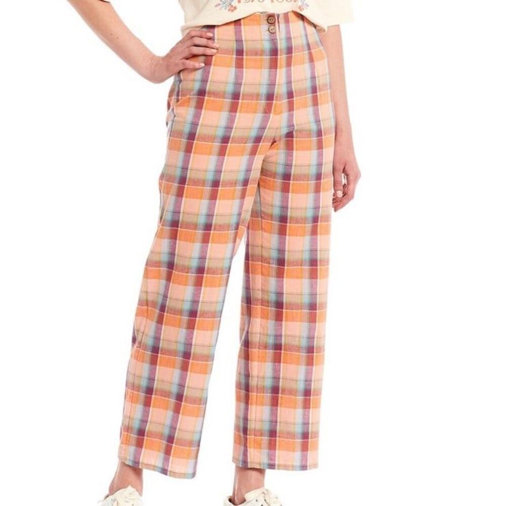 Billabong x The Salty Blonde Break Point Plaid Linen Pants 26